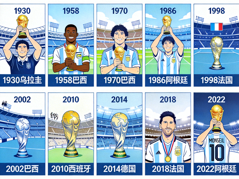 世界杯历史冠军回顾 - 历届冠军球队捧杯时刻